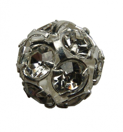 šatonové kuličky, 6mm, 12 ks, krystal/střibrná galvanizace